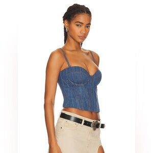 Fleur Du Mal Denim Bustier in Medium Wash Denim- XS sz 2